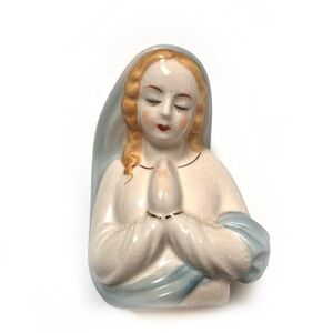 Petite Vintage 60’s Virgin Mary Praying Ceramic Planter Vase